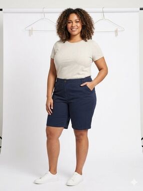 J. Jill Navy Bermuda Shorts with Mid Rise